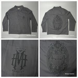 Disney Haunted Mansion Madame Leota Gray Button Up Shirt Jacket Coat Size L